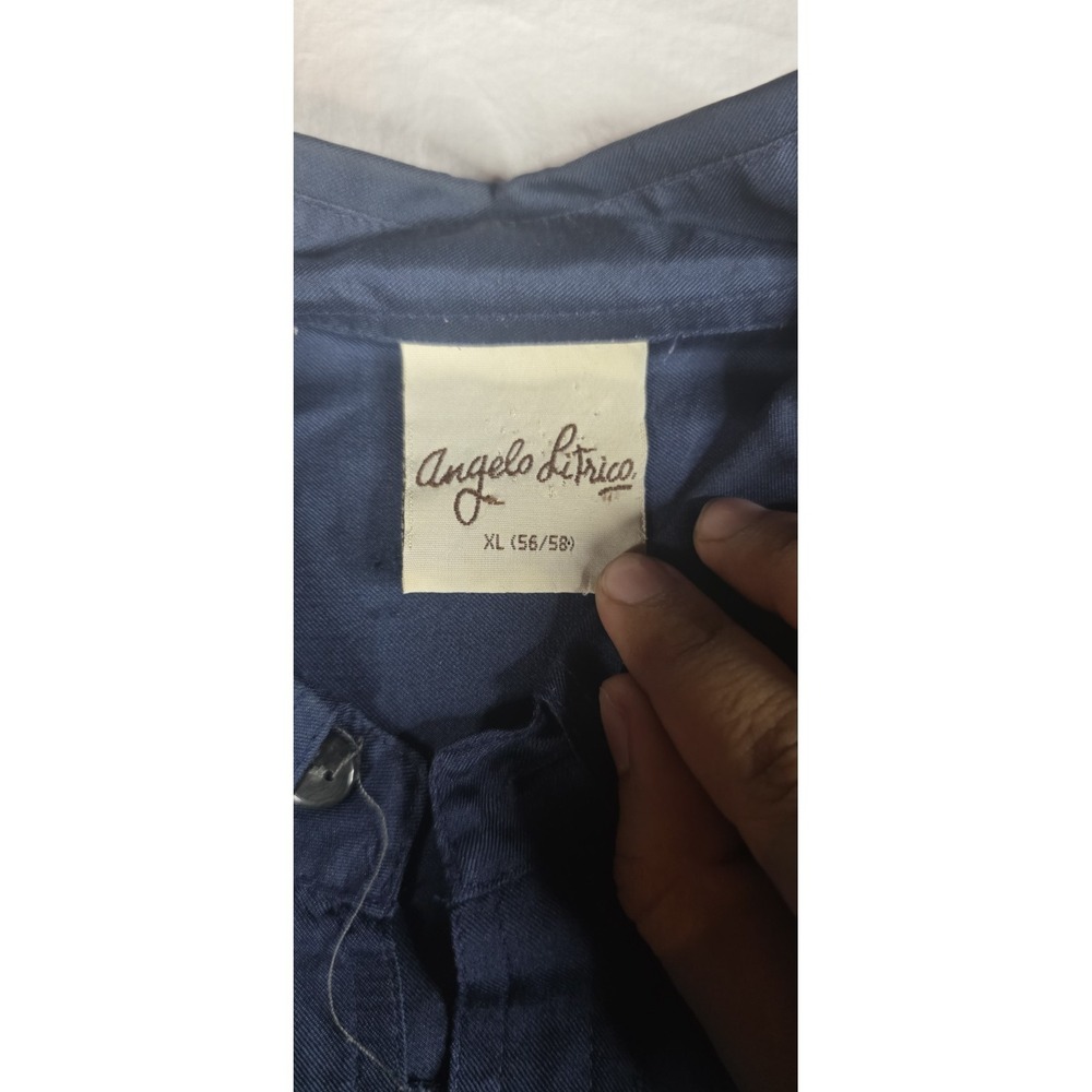 Angelo Litrico Vintage Blue Polo Shirt XL Banded Bottom Silk Feel Retro Bomber - Picture 7 of 10